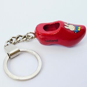 Holland Clog Shoe Miffy Keychain Wooden Key Ring Amsterdam Wood Souvenir Charm